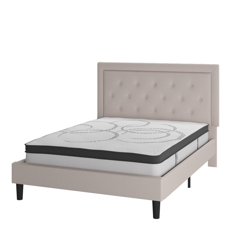 Marissa Queen Size Tufted Upholstered Platform Bed in Dark Grey Fabric