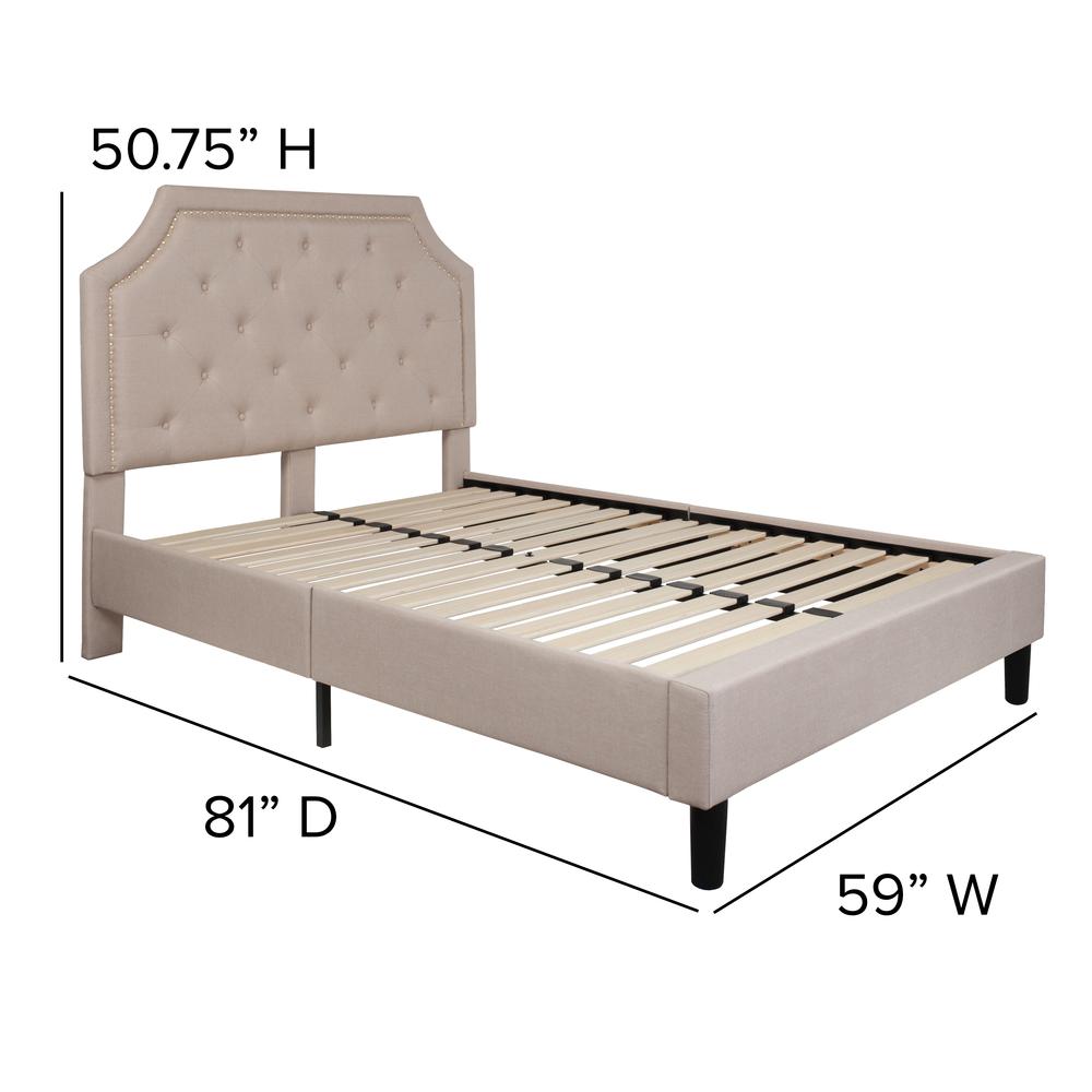 Janis Full Size Tufted Upholstered Platform Bed in Beige Fabric