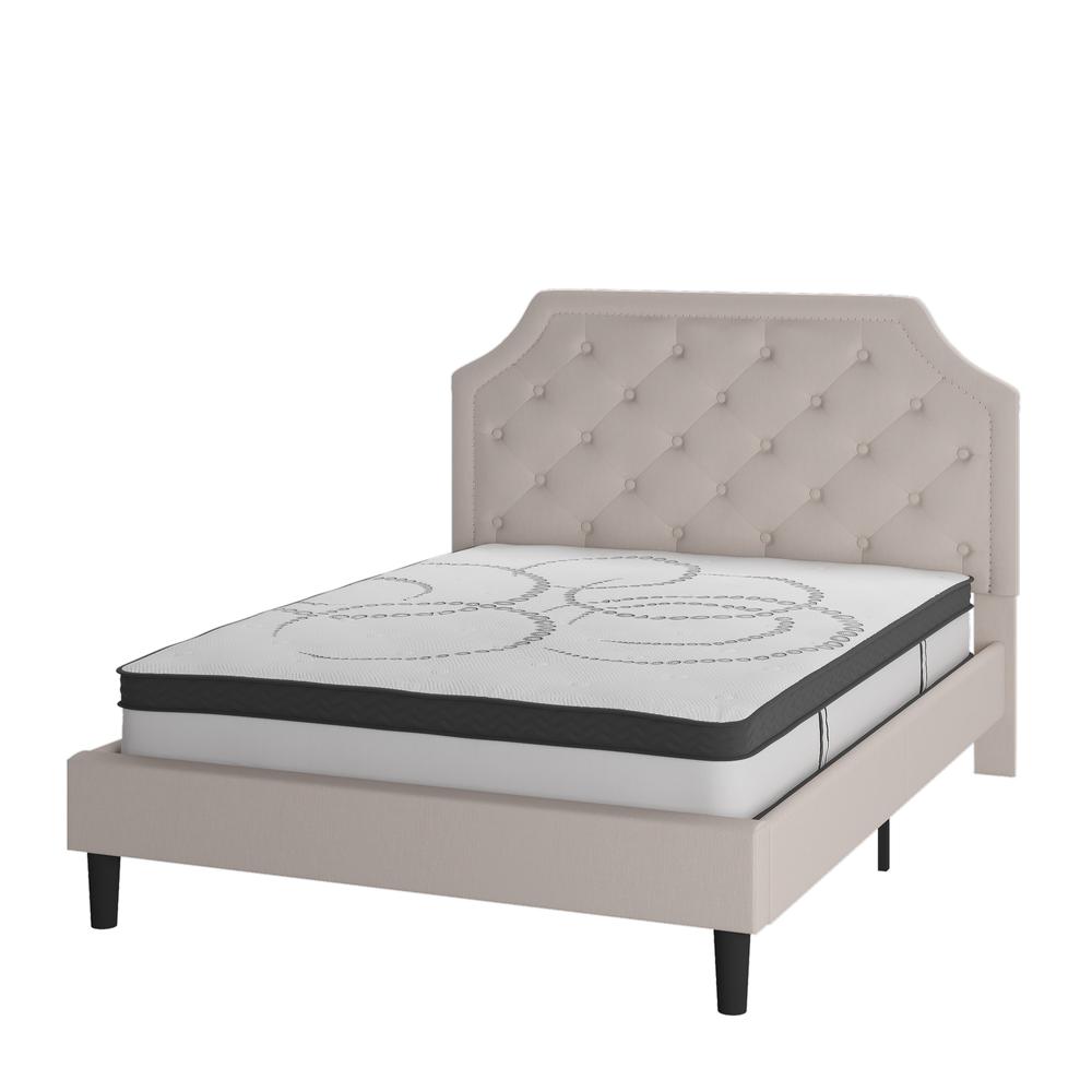 Janis Queen Size Tufted Upholstered Platform Bed in Dark Grey Fabric