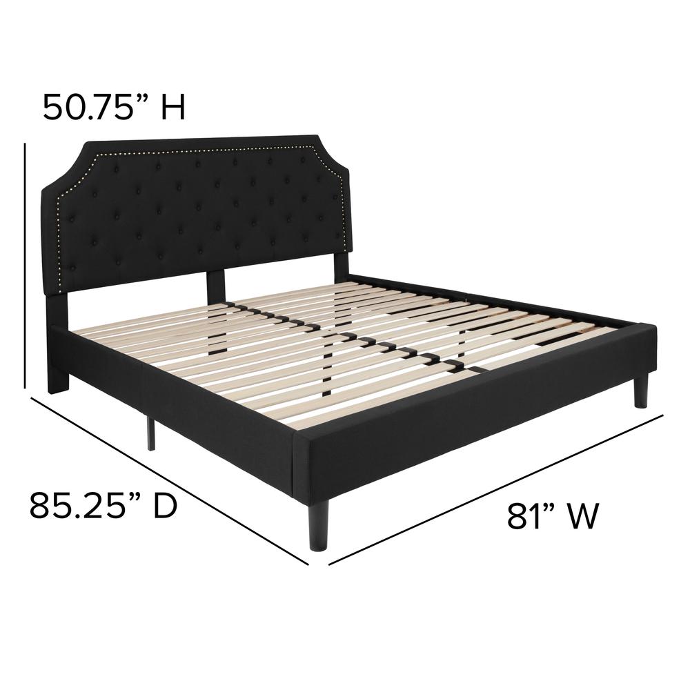 Janis King Size Tufted Upholstered Platform Bed in Black Fabric