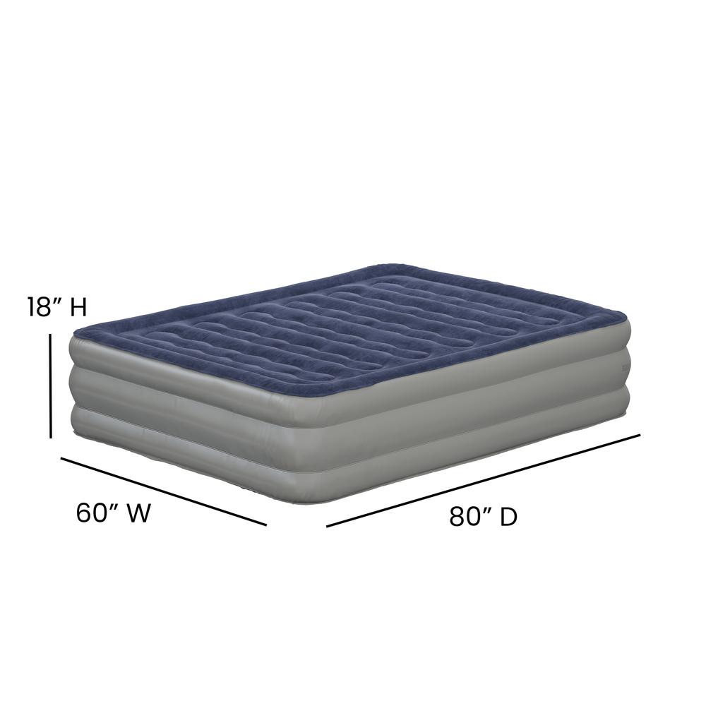 Michio EverRest Queen Air Mattress 18-In – Flocked PVC Bed with Built-In ETL Electric Pump