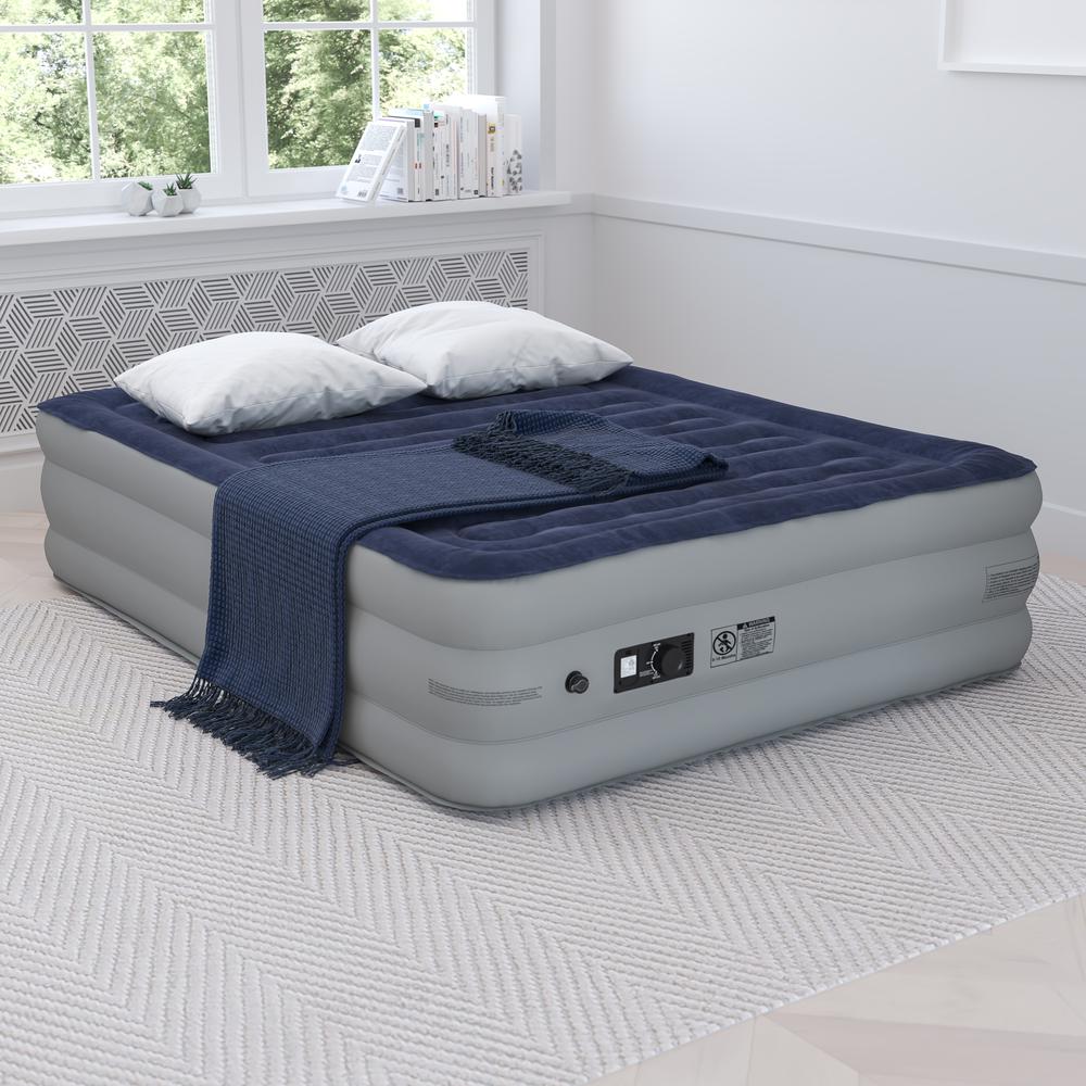 Michio EverRest Queen Air Mattress 18-In – Flocked PVC Bed with Built-In ETL Electric Pump