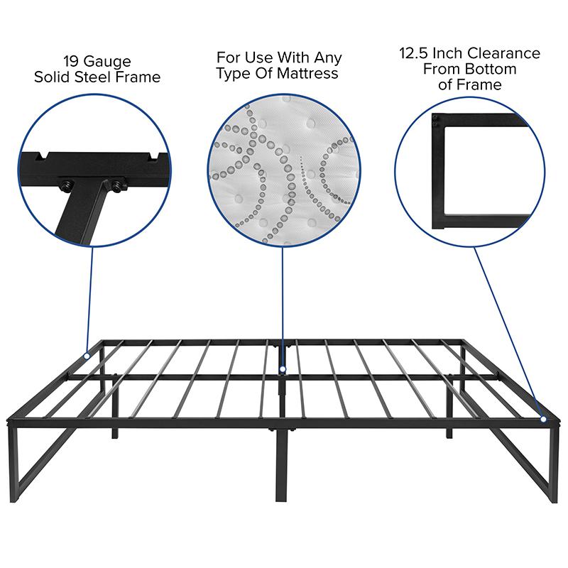 Vidette Titan Full Black Metal Platform Bed Frame – Minimalist No-Box-Spring Design