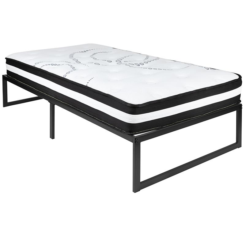 Mirasol UrbanRest Twin Metal Platform Bed – Black Frame, Underbed Storage, No Box Spring Needed