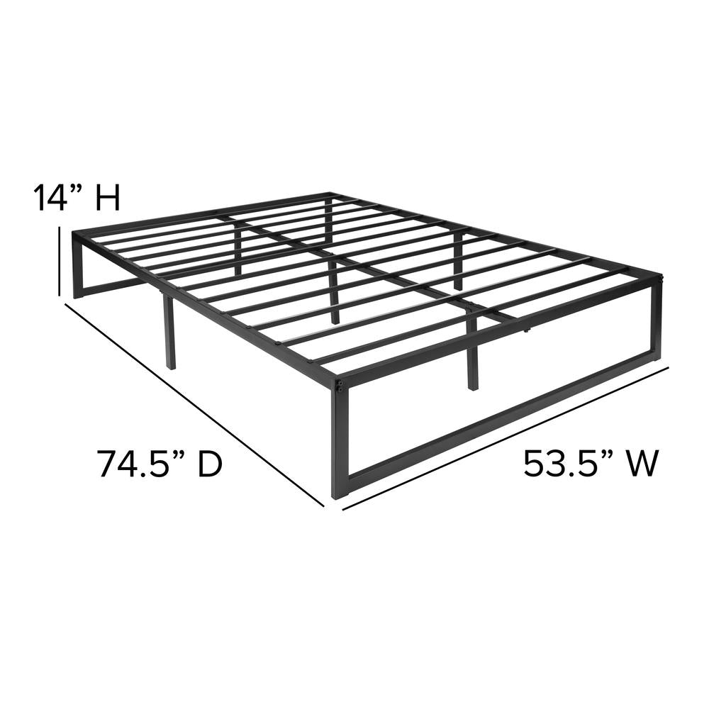 Rafu EverRest Full Black Metal Bed Frame with Memory Foam Mattress Noise-Free Platform Design