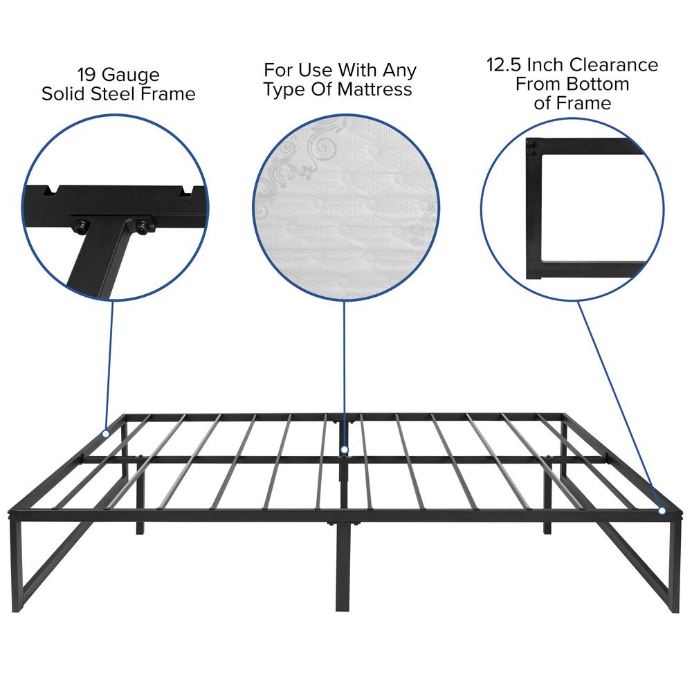 Rafu EverRest Full Black Metal Bed Frame with Memory Foam Mattress Noise-Free Platform Design