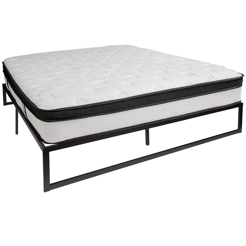 Ringo YetiRest King Size Metal Bed Frame with 12” Memory Foam Mattress – Noise-Free Platform Design