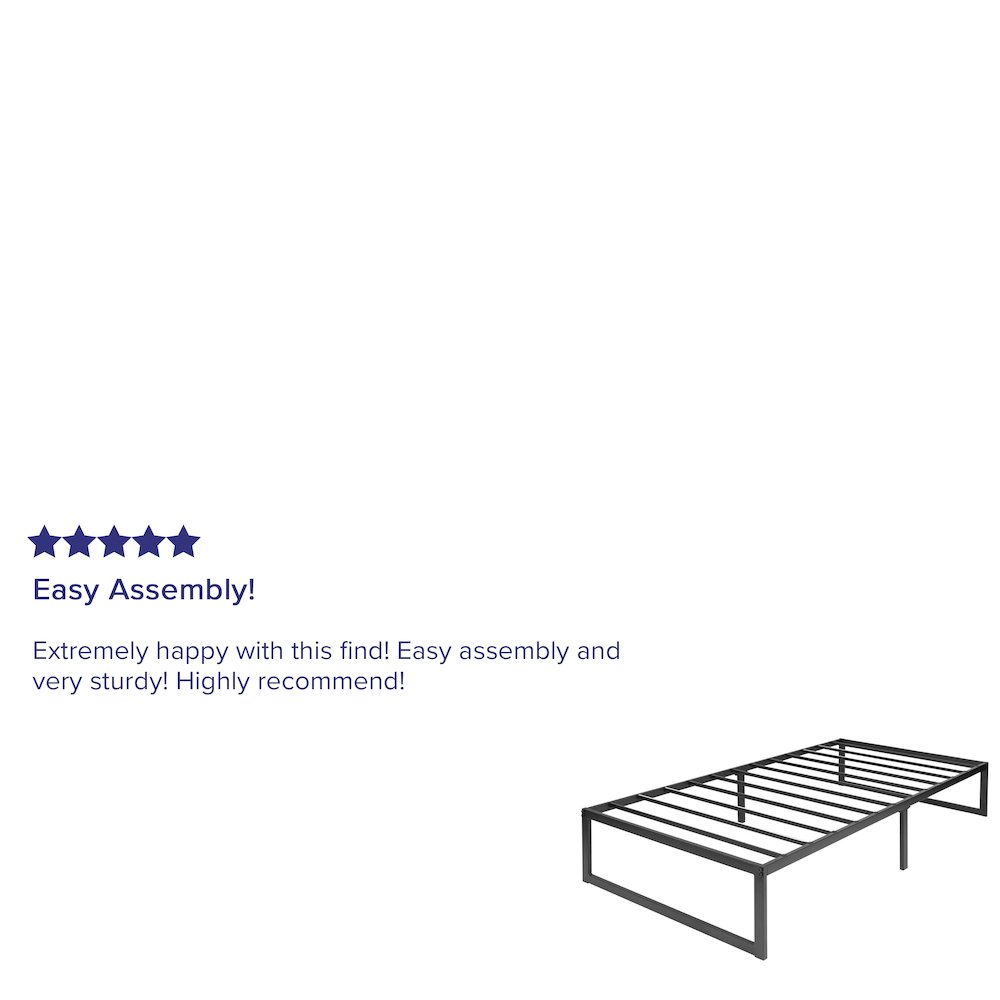 Ahana EverRest Twin Black Metal Platform Bed Frame Modern & Sturdy