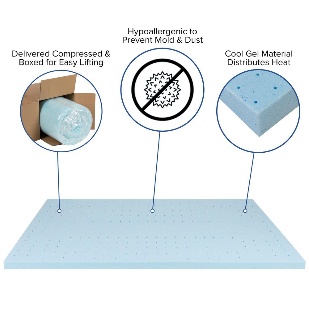 Giselle GlacierRest King Black Metal Platform Bed – 14" Frame & 2" Cool Gel Memory Foam Topper