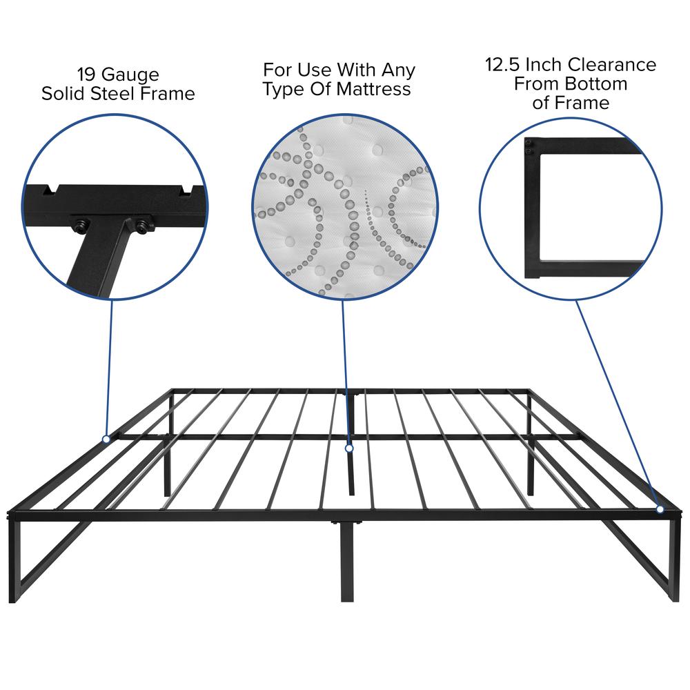 Paulon Summit Collection King Size Metal Platform Bed – Complete Set with Mattress & Foam Topper
