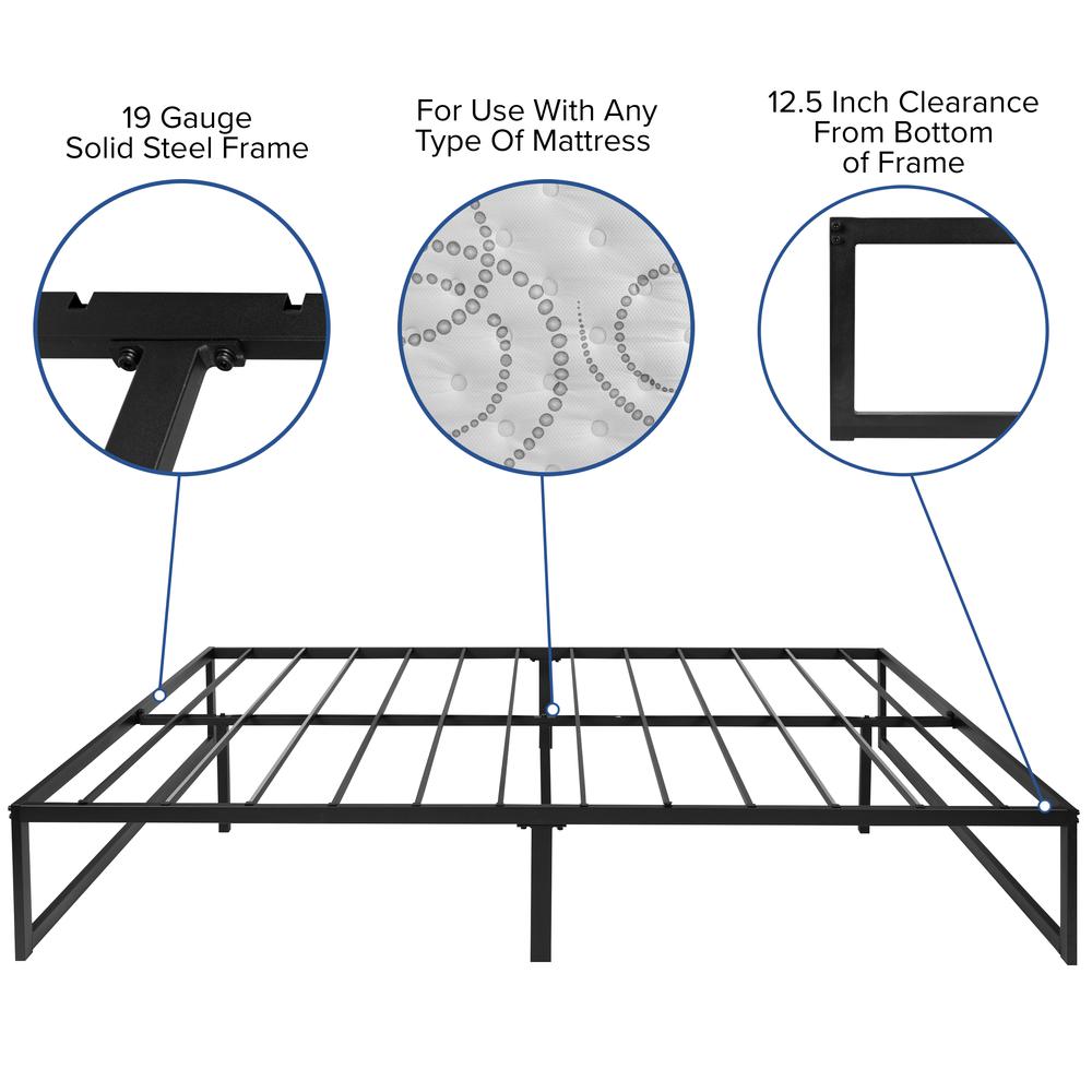 Bethony EverRest Queen Metal Platform Bed – Memory Foam Mattress & 2" Topper, No Box Spring Needed