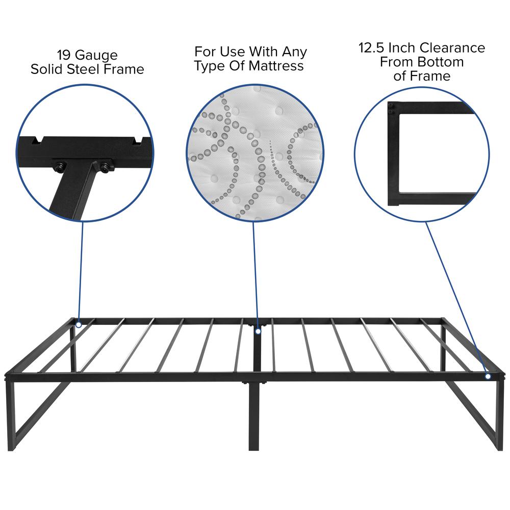Kathony Summit Twin Metal Bed Frame with 12" Mattress – No Box Spring Needed, Comfort Topper Included