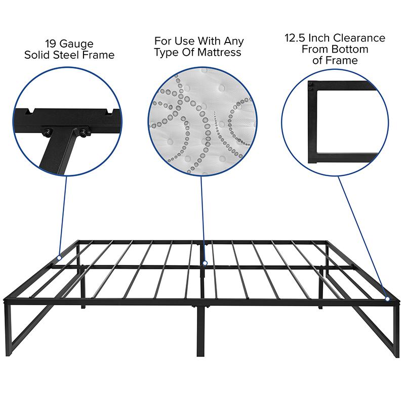 Avony EverRest Queen Black Metal Bed Frame with Mattress – Modern Support