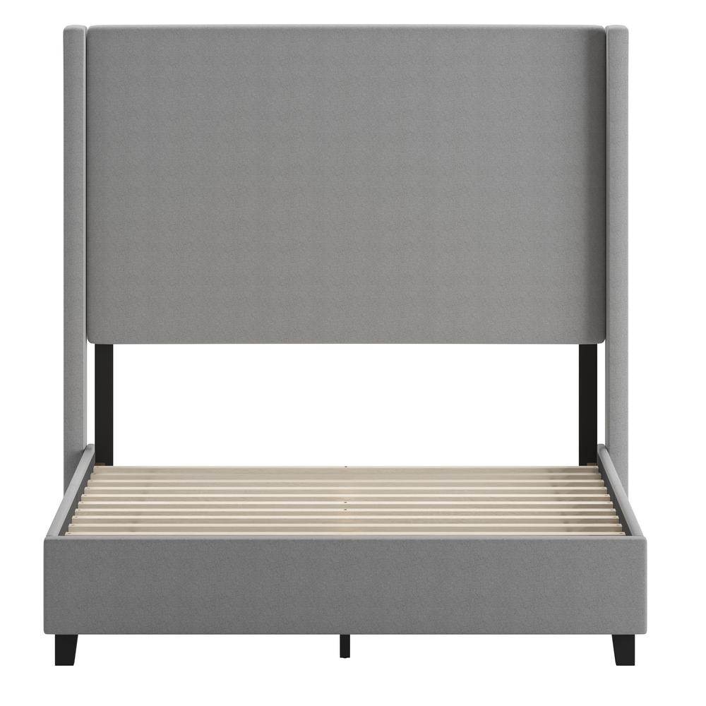Mayra Full Upholstered Platform Bed with Channel Stitched Wingback Headboard, Grey