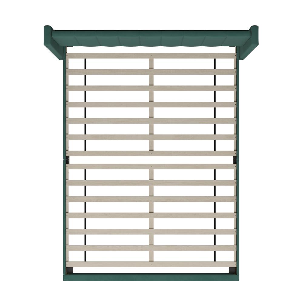 Queen Upholstered Platform Bed with Vertical Stitched Headboard, Emerald Velvet