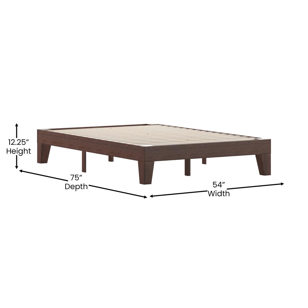 Wood Full Platform Bed with Wooden Support Slats, No Box Spring Required