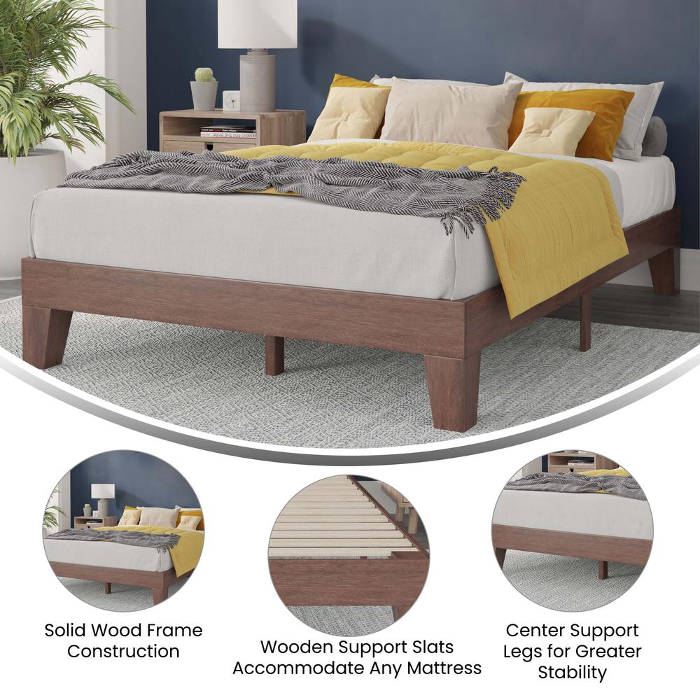 Wood Full Platform Bed with Wooden Support Slats, No Box Spring Required