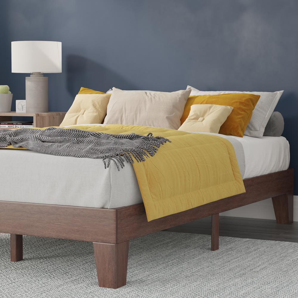 Wood Full Platform Bed with Wooden Support Slats, No Box Spring Required