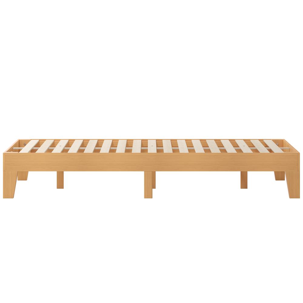 Natural Pine Finish Wood King Platform Bed with Wooden Support Slats