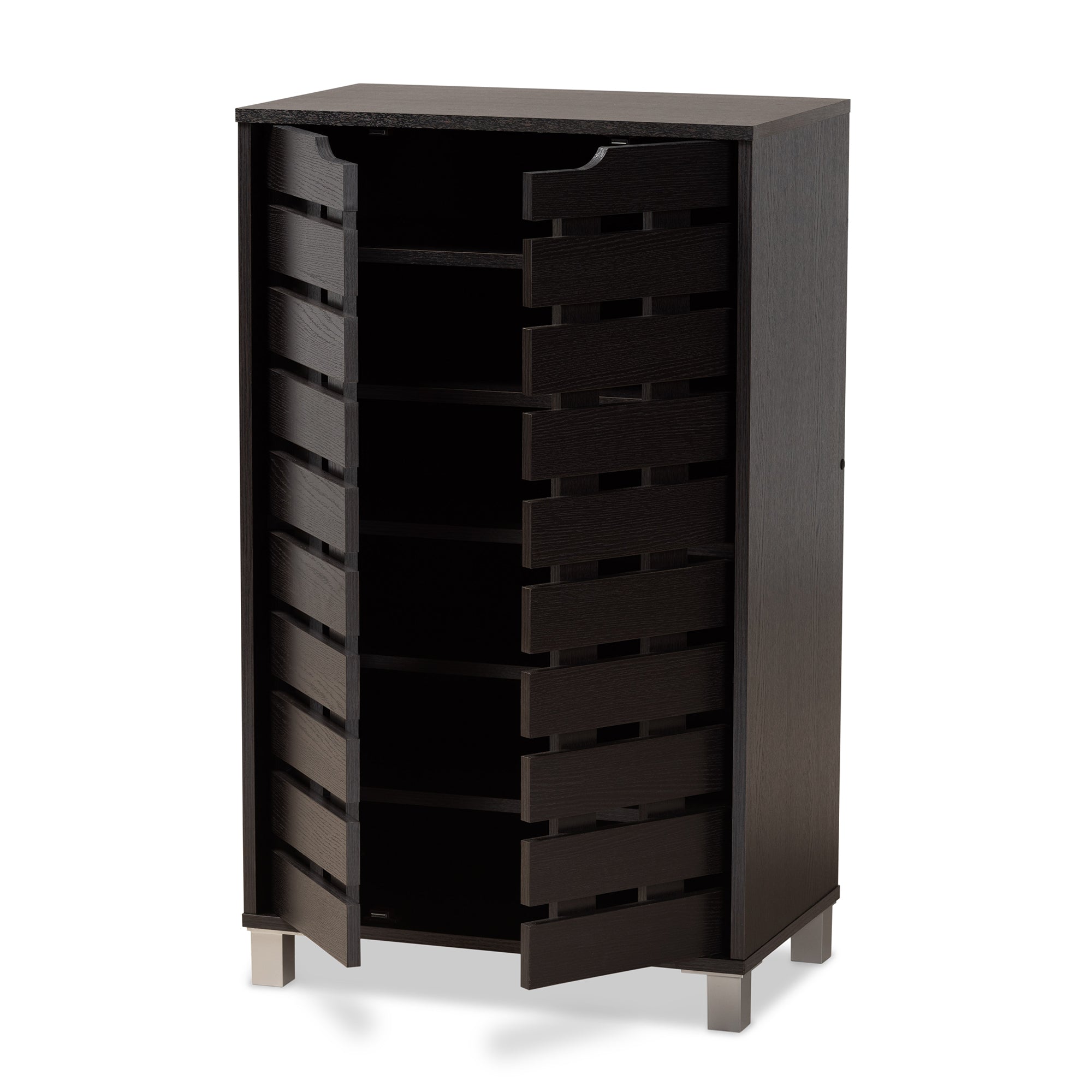Ernest Modern and Contemporary Dark Brown Finished Wood 2-Door Shoe Storage Cabinet