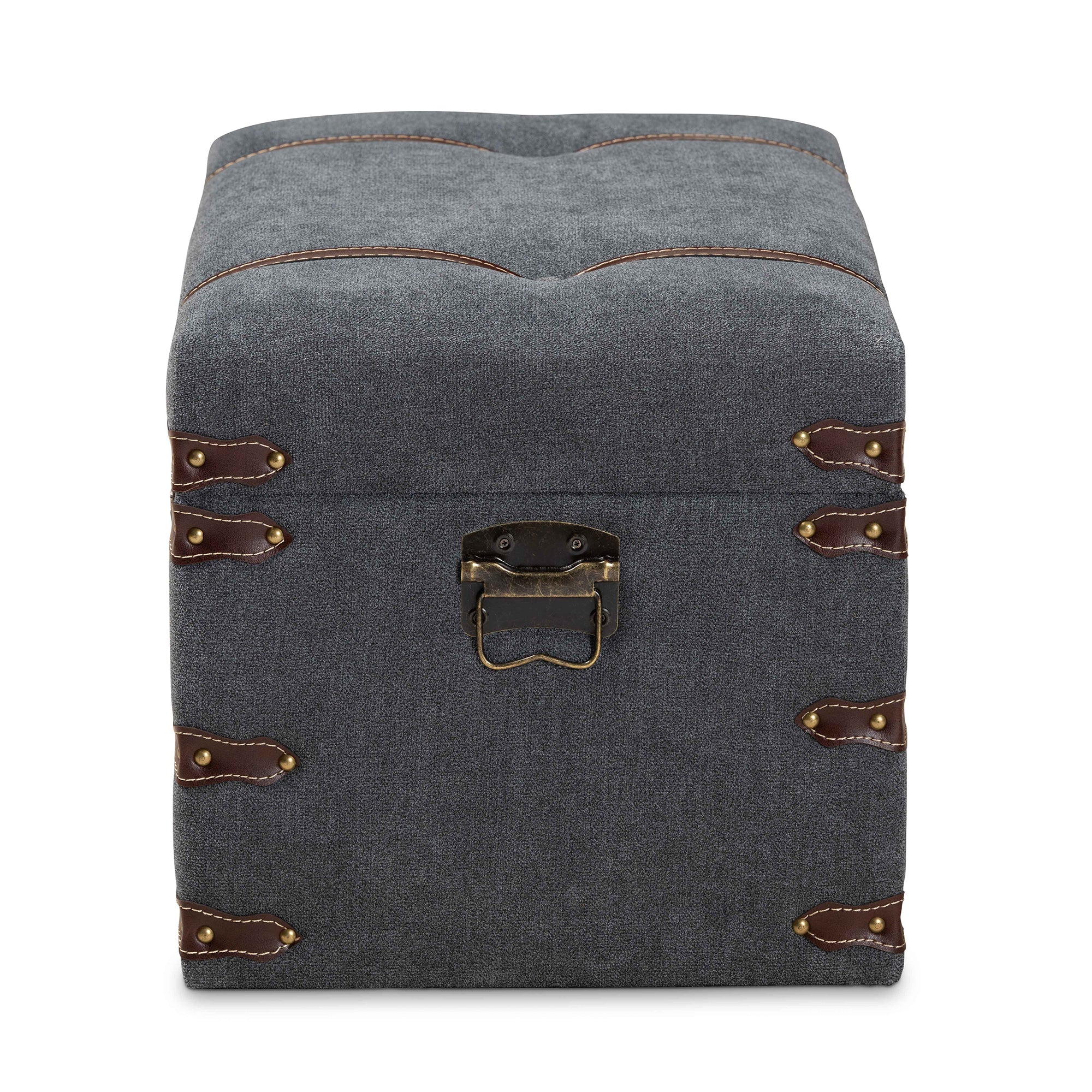 Palma Modern and Contemporary Transitional Grey Fabric Upholstered Storage Trunk Ottoman