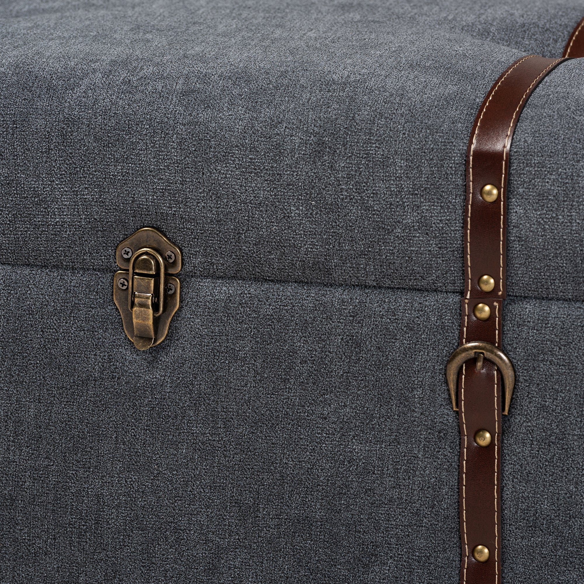 Palma Modern and Contemporary Transitional Grey Fabric Upholstered Storage Trunk Ottoman