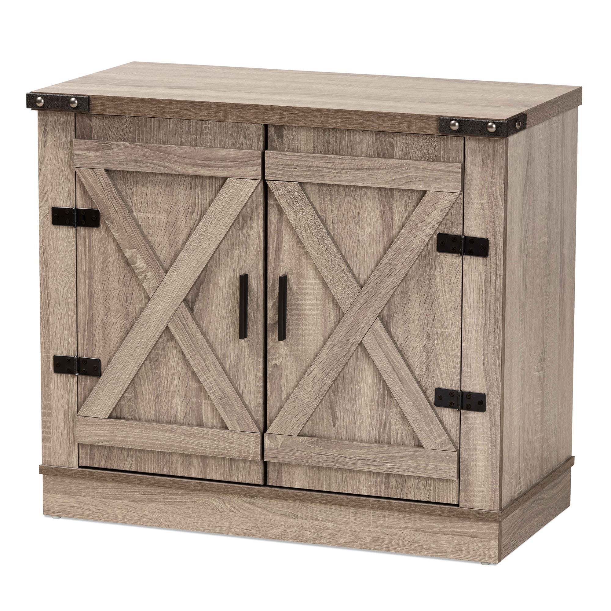 Wayne Modern Contemporary Farmhouse Oak Brown Finished Wood 2-Door Shoe Storage Cabinet