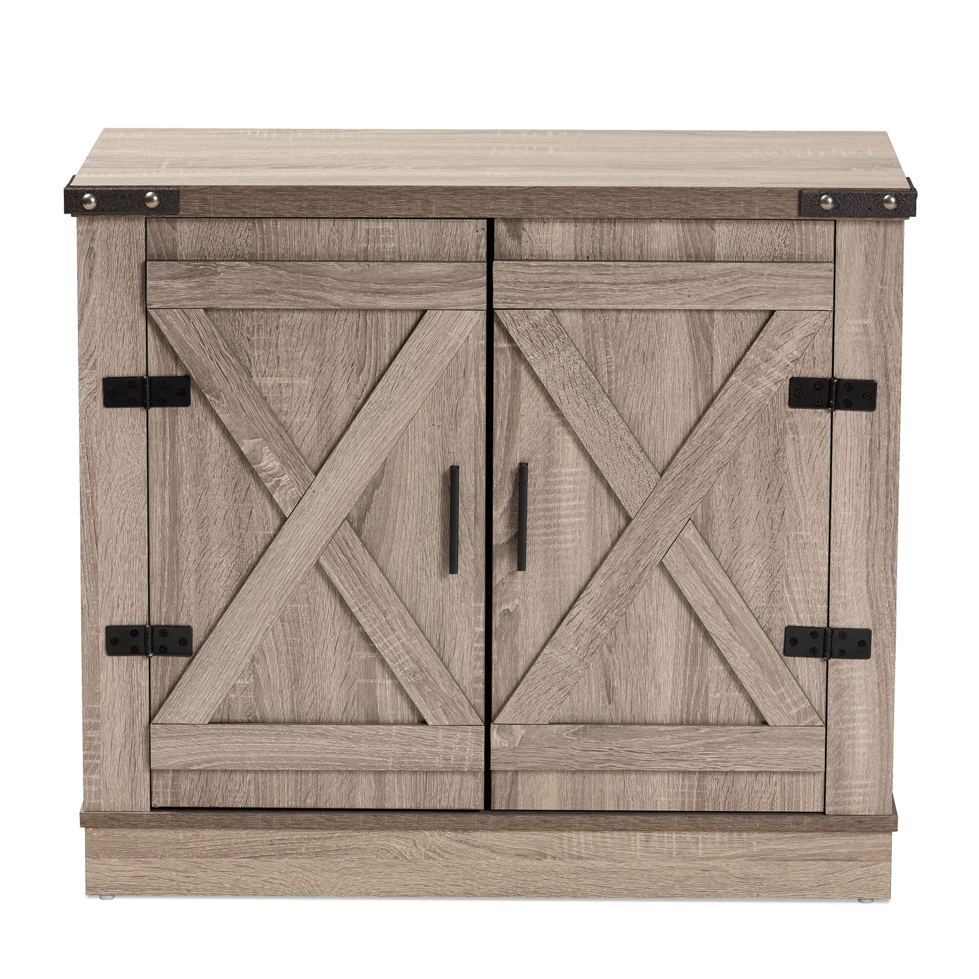 Wayne Modern Contemporary Farmhouse Oak Brown Finished Wood 2-Door Shoe Storage Cabinet