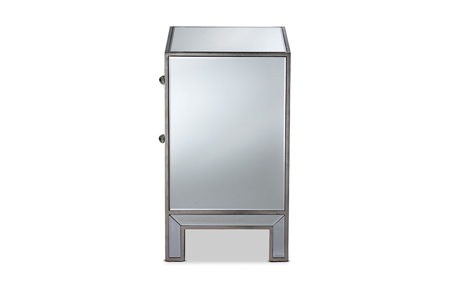 Fadri Contemporary and Mirrored 2-Drawer End Table