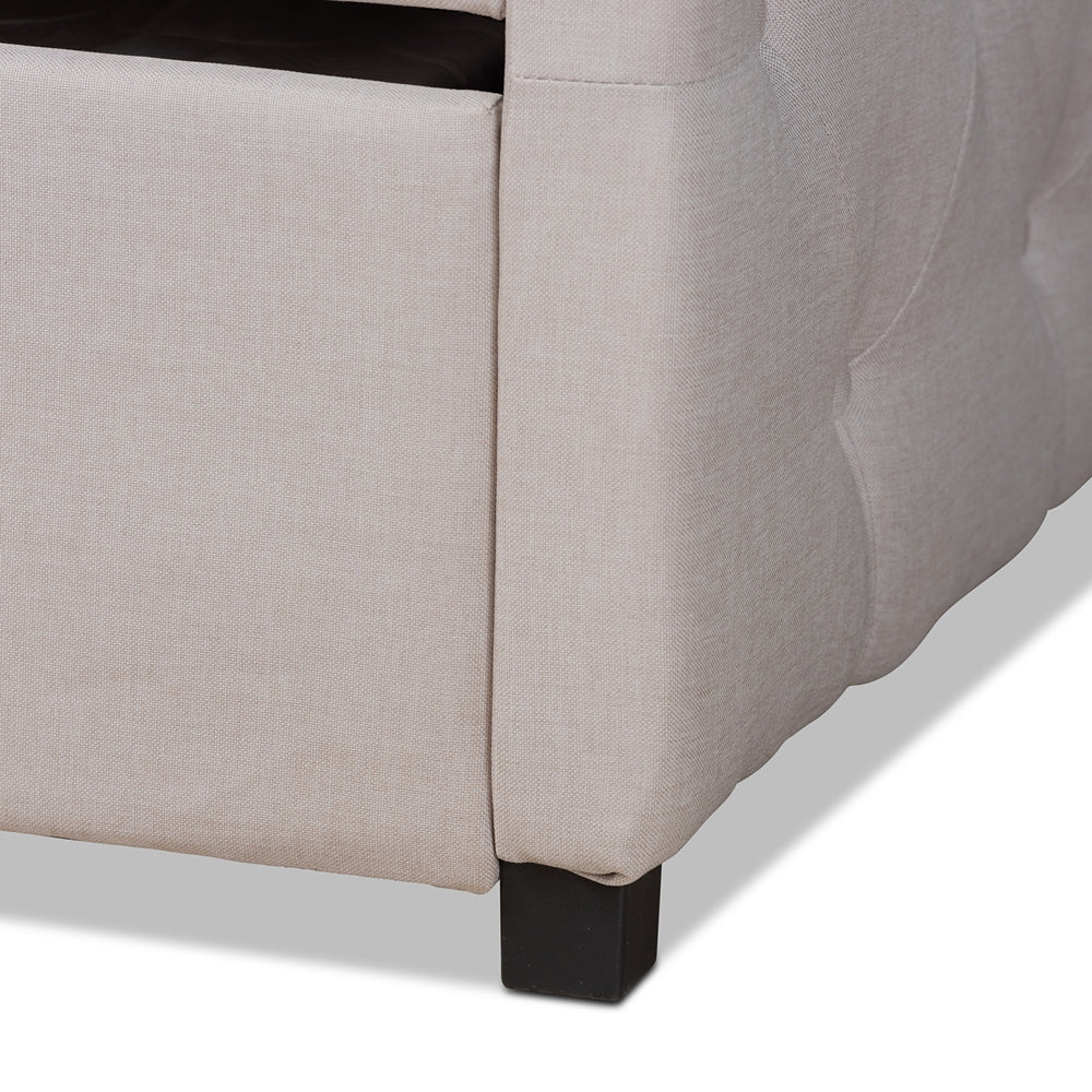 Becker Modern and Contemporary Transitional Beige Fabric Upholstered Queen Size Daybed with Trundle