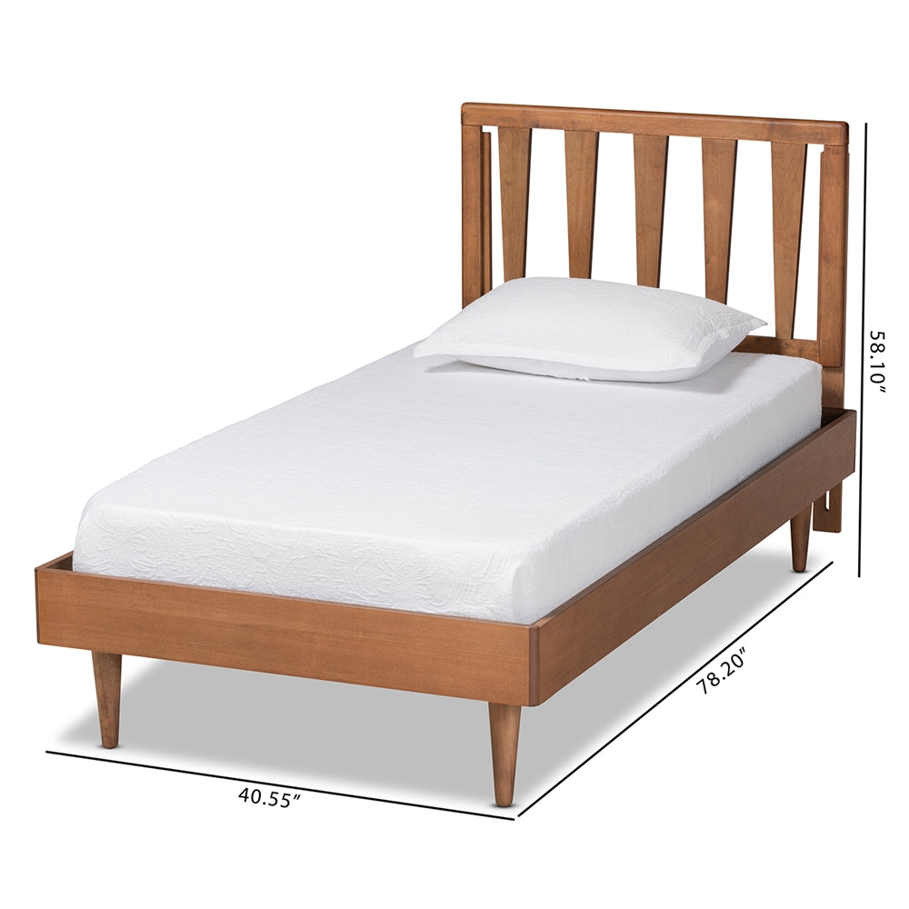 Kuro Walnut Brown Finished Wood Twin Size Platform Bed