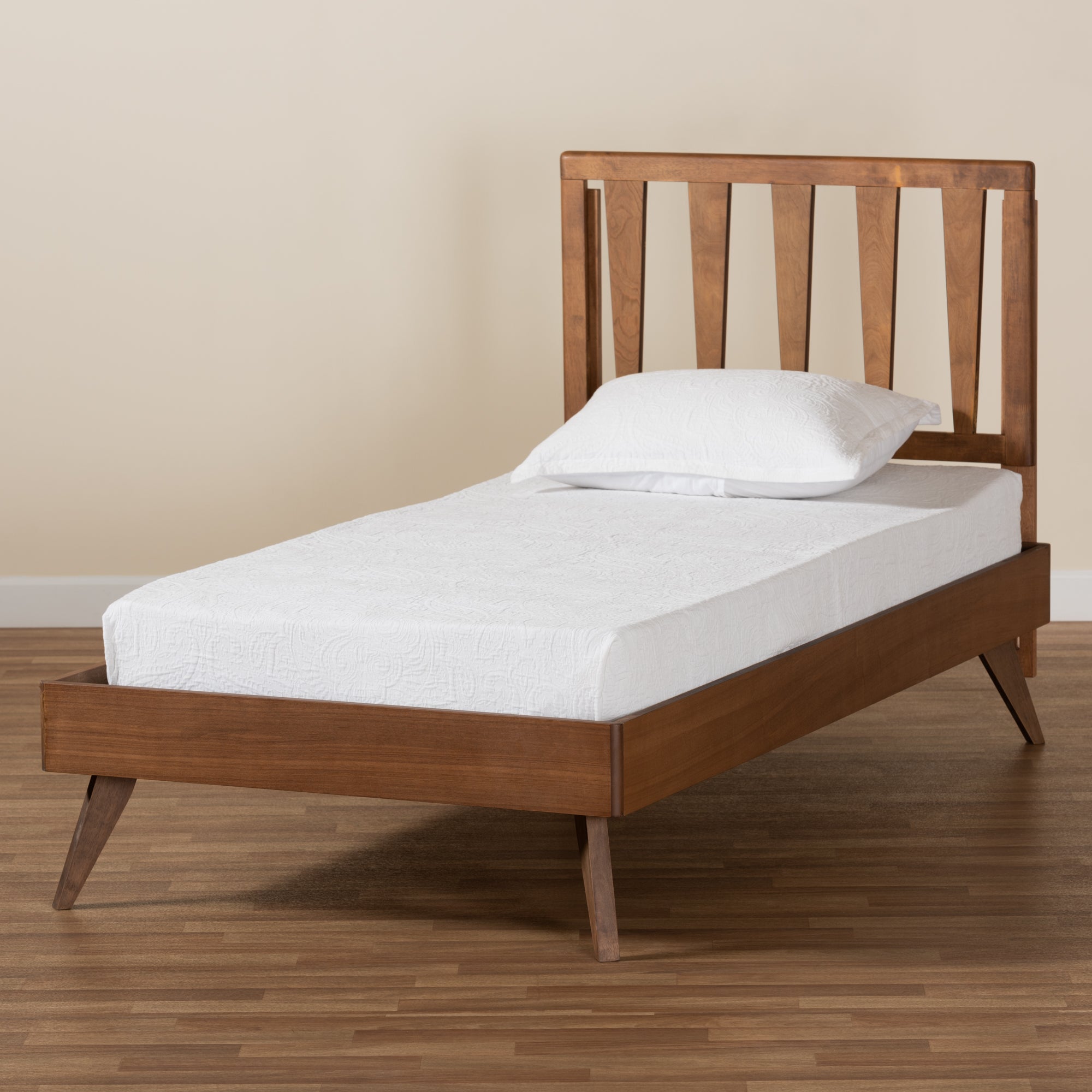 Michi Ash Walnut Finished Wood Twin Size Bed