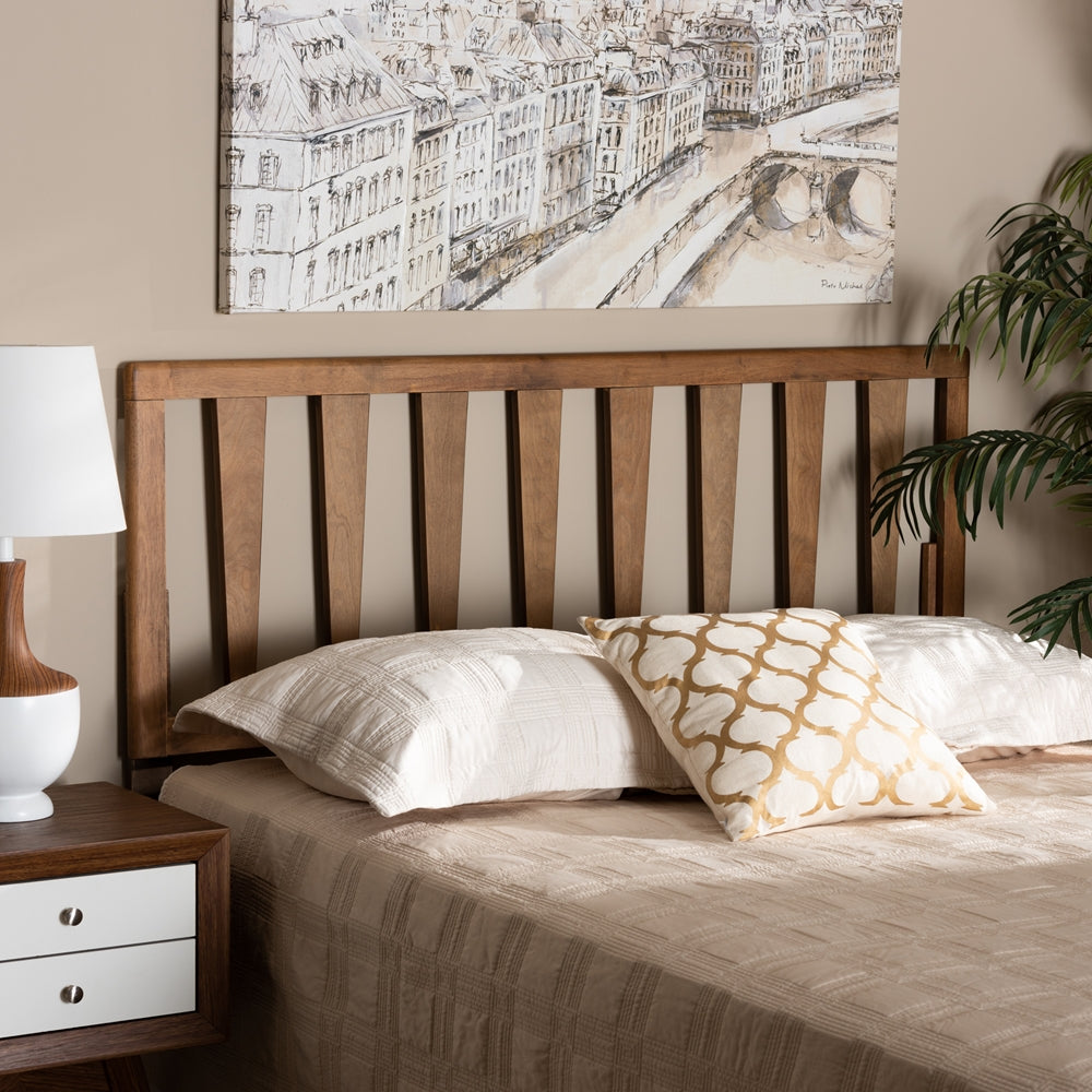 Duncan Modern and Contemporary Ash Walnut Finished Wood Queen Size Headboard