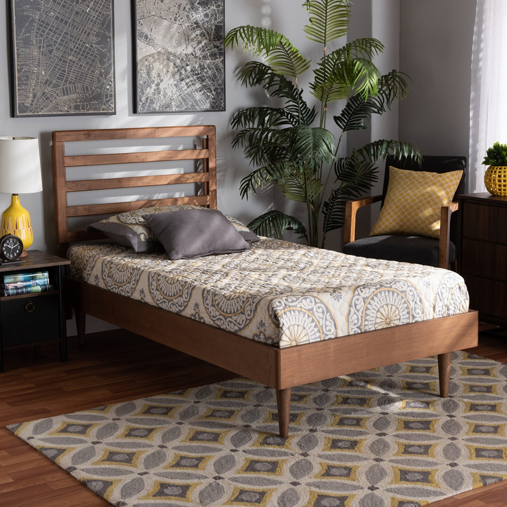 Ryo Walnut Brown Finished Wood Twin Size Platform Bed
