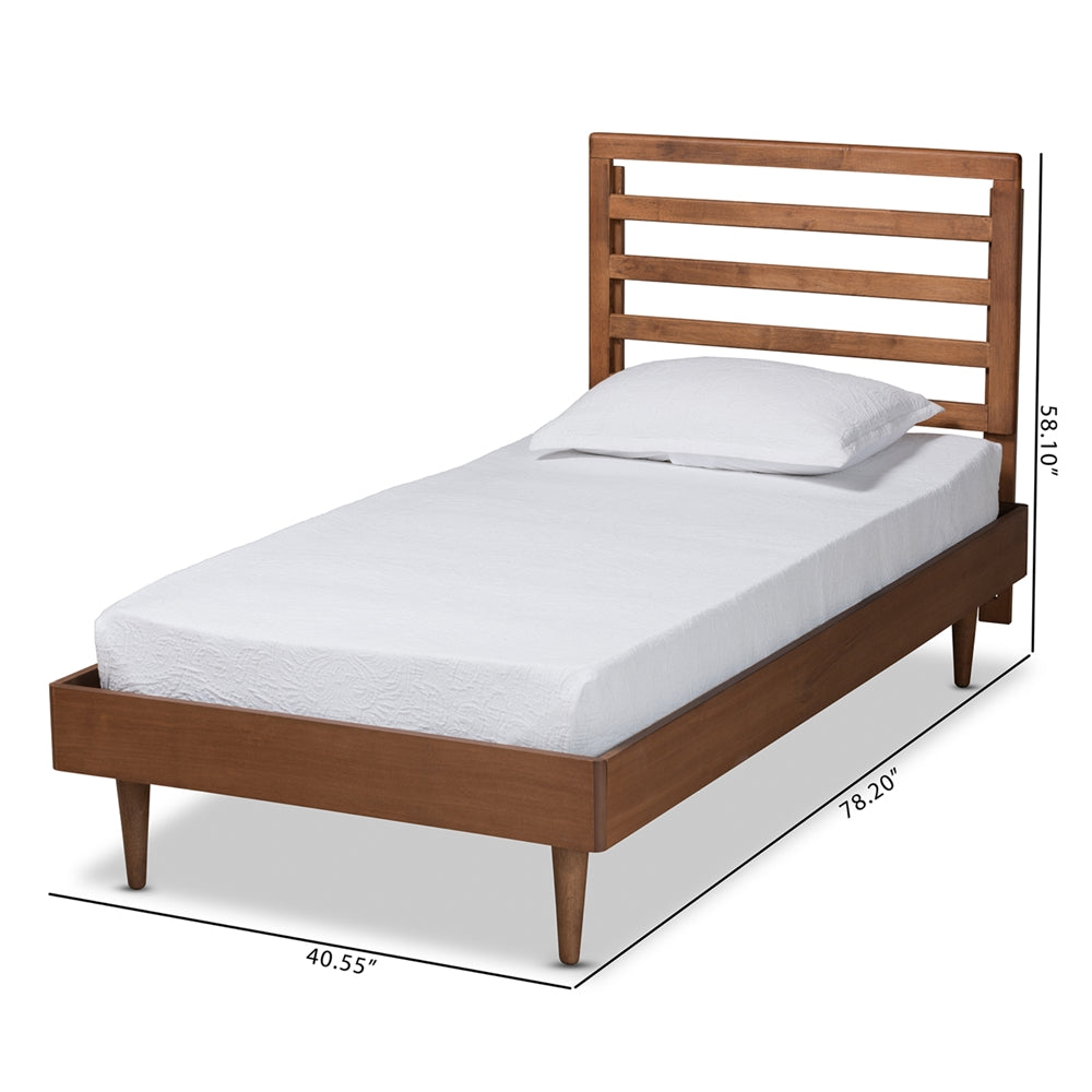 Ryo Walnut Brown Finished Wood Twin Size Platform Bed