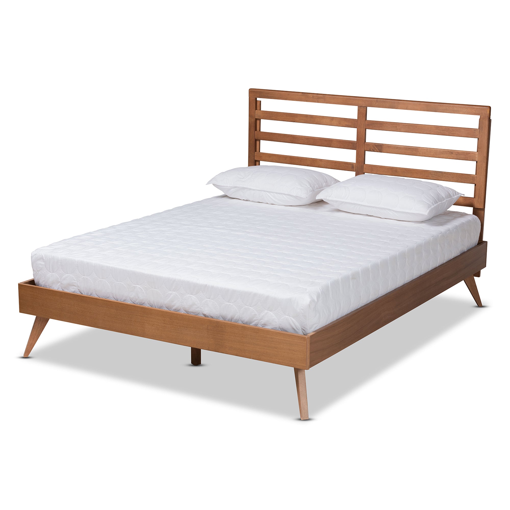 Shiro Mid-Century Modern Ash Walnut Finished Wood Full Size Platform Bed