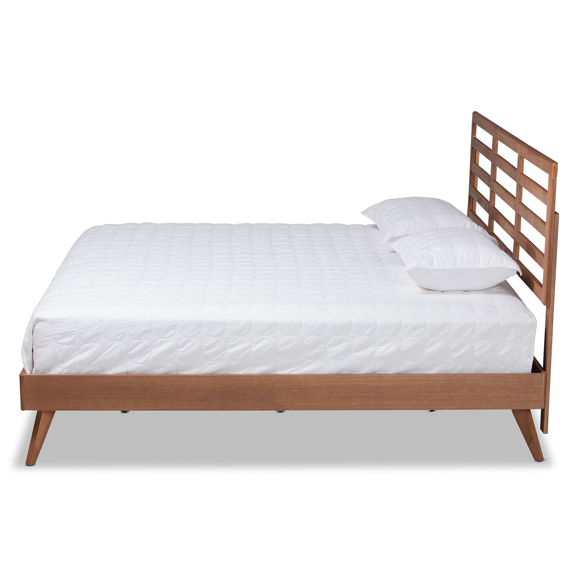 Shiro Mid-Century Modern Ash Walnut Finished Wood King Size Platform Bed
