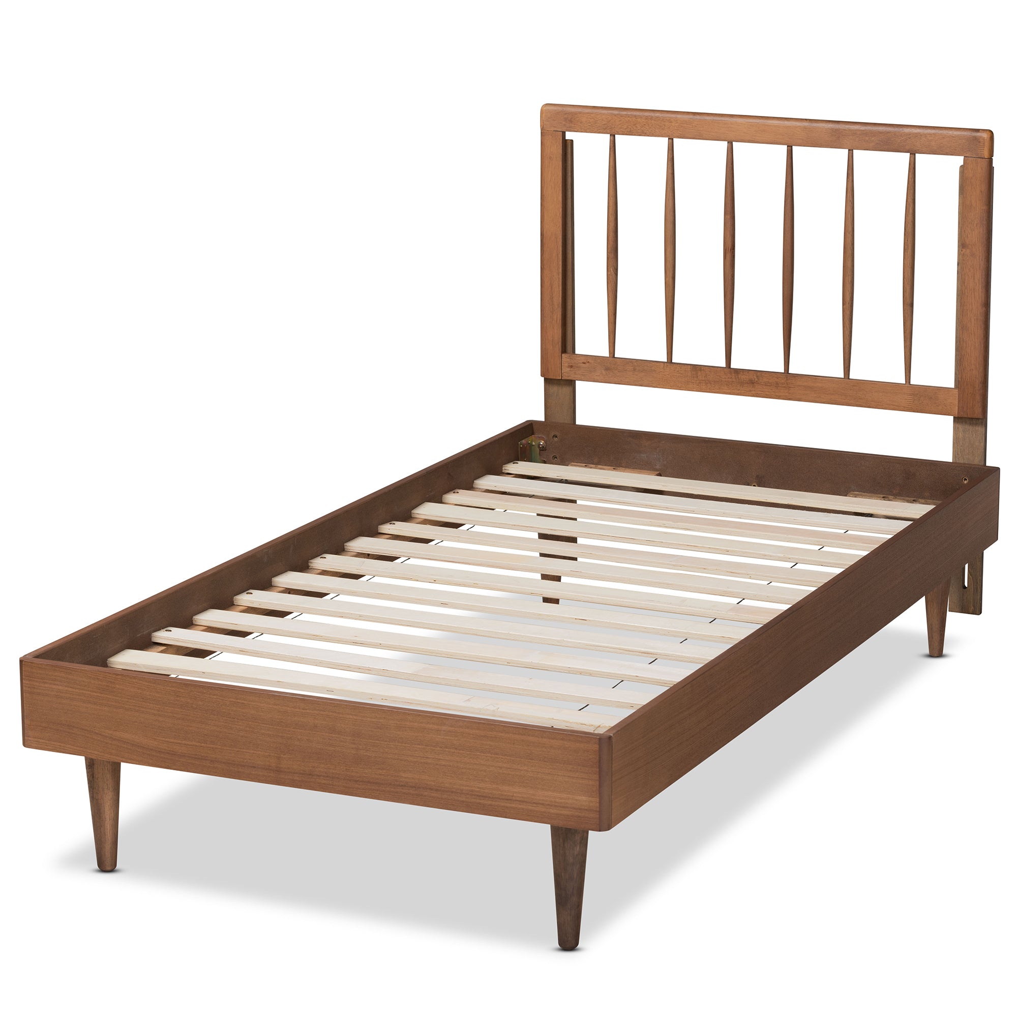 Sora Mid-Century Modern Ash Walnut Finished Wood Twin Size Platform Bed