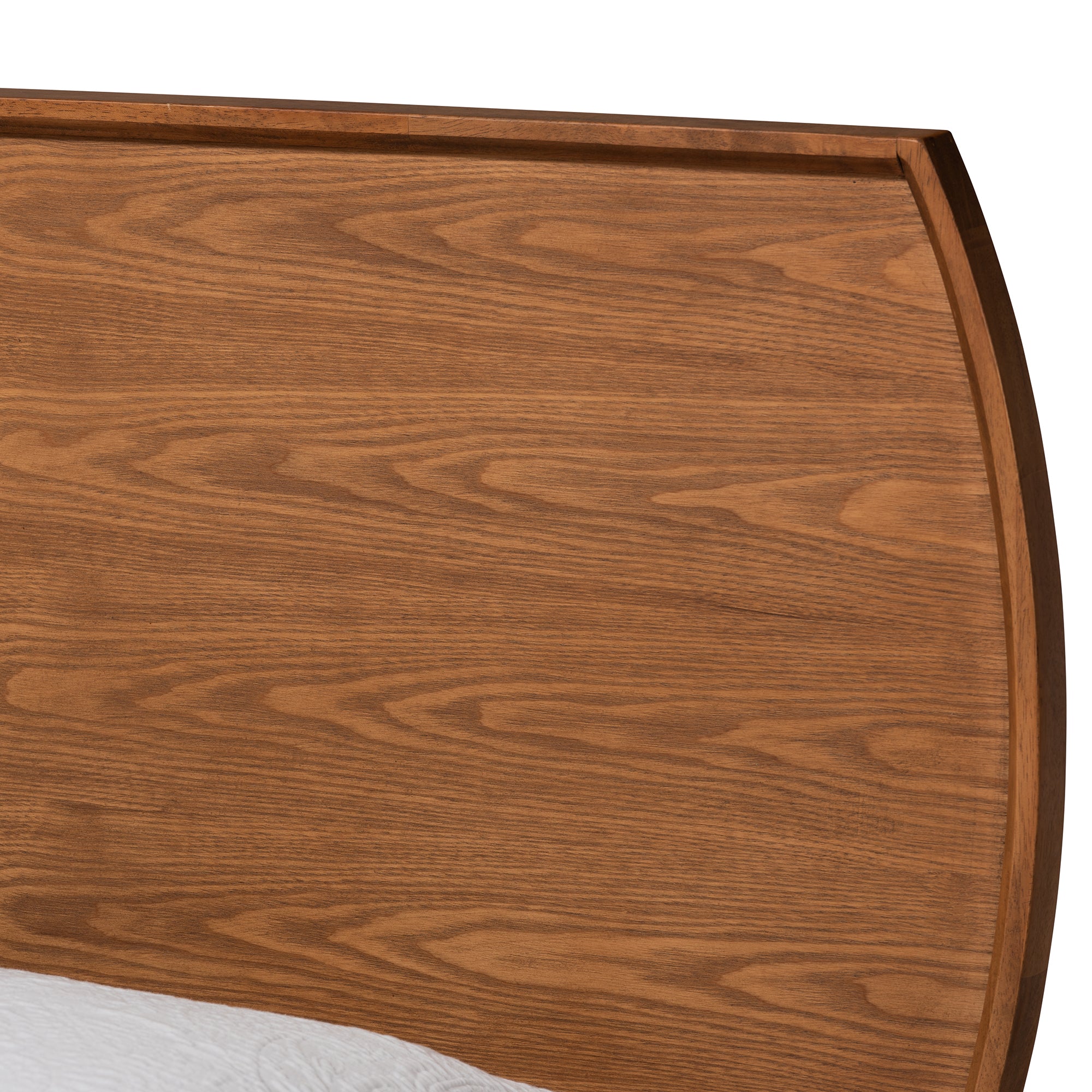 Salazar Twin Size Walnut Brown Platform Bed – Mid-Century Modern Wood Frame with Slat Support