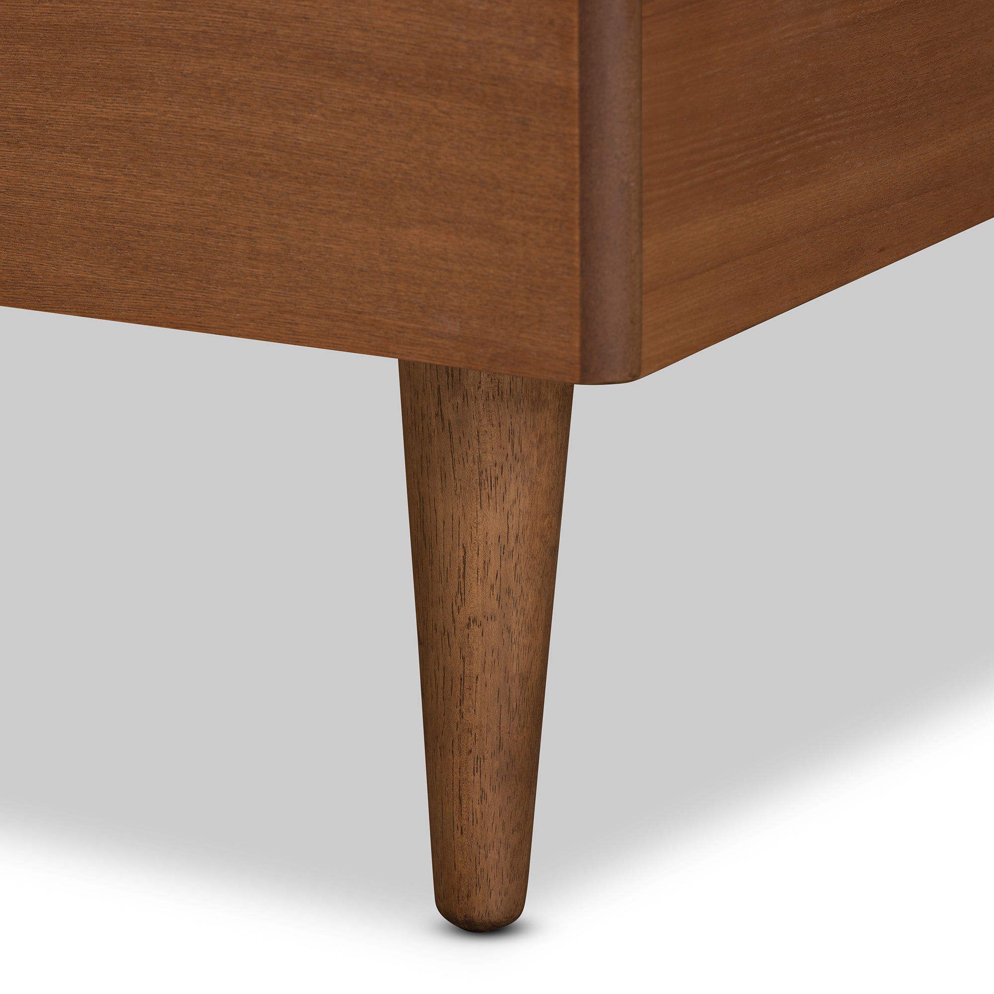 Salazar Twin Size Walnut Brown Platform Bed – Mid-Century Modern Wood Frame with Slat Support