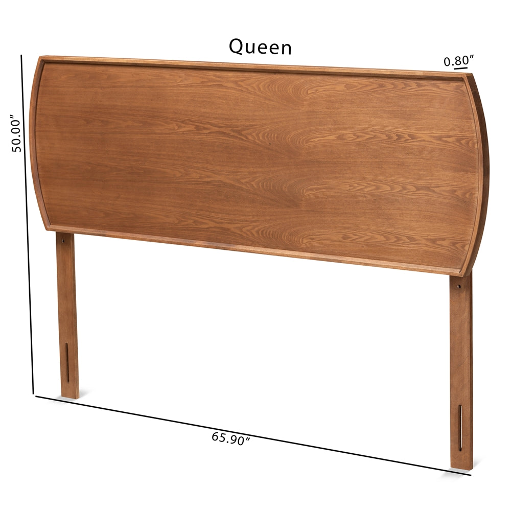 Laurien Mid-Century Modern Ash Walnut Finished Wood Queen Size Headboard