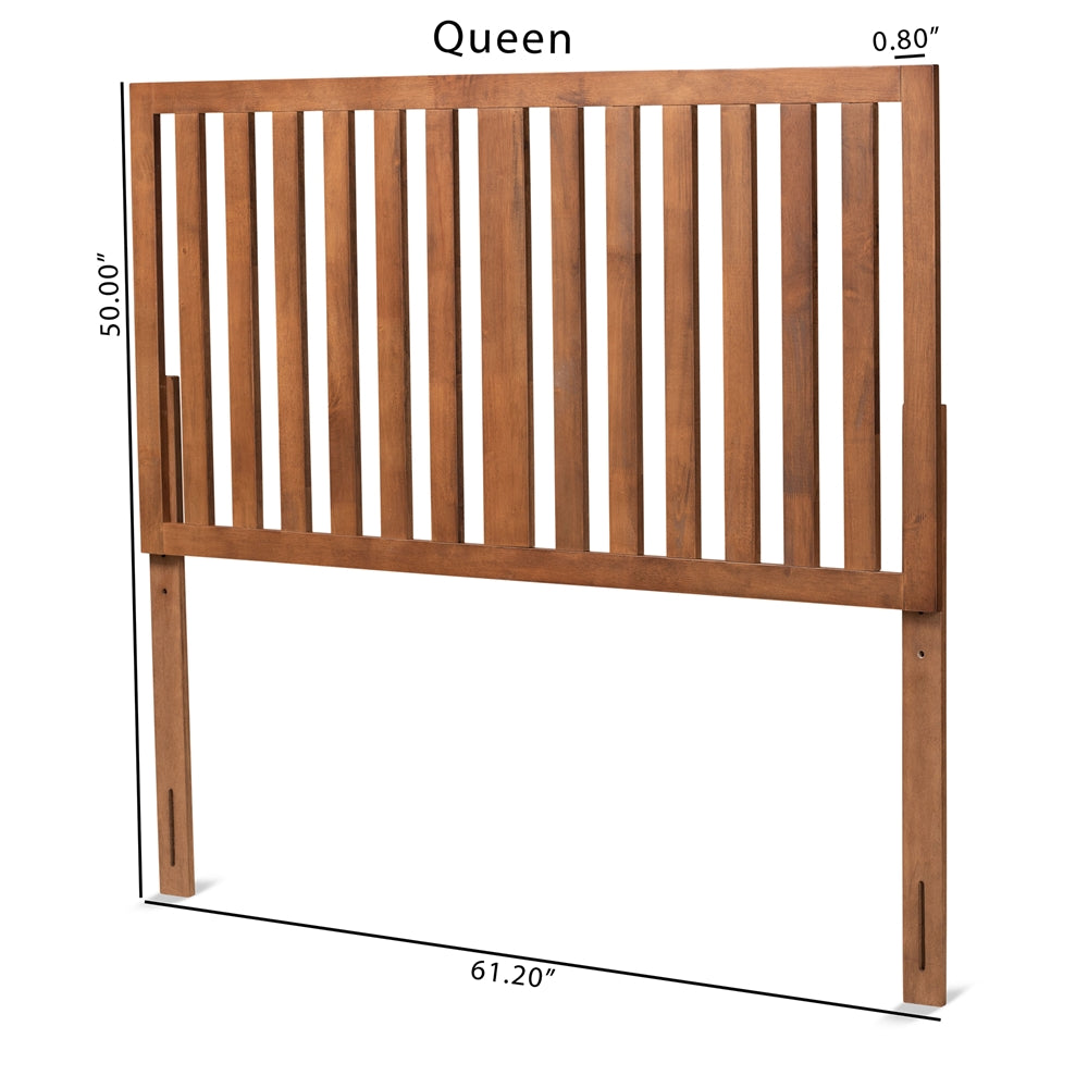 Oren Modern and Transitional Ash Walnut Finished Wood Queen Size Headboard