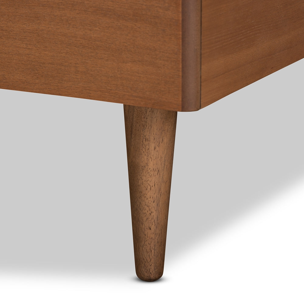 Rin Mid-Century Modern Walnut Brown Finished Wood Twin Size Platform Bed