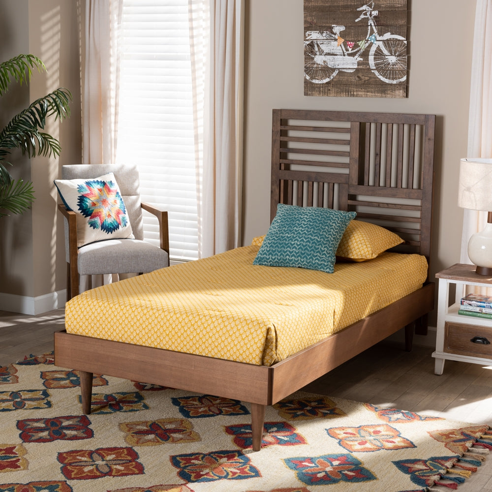 Romy Walnut Brown Finished Wood Twin Size Platform Bed