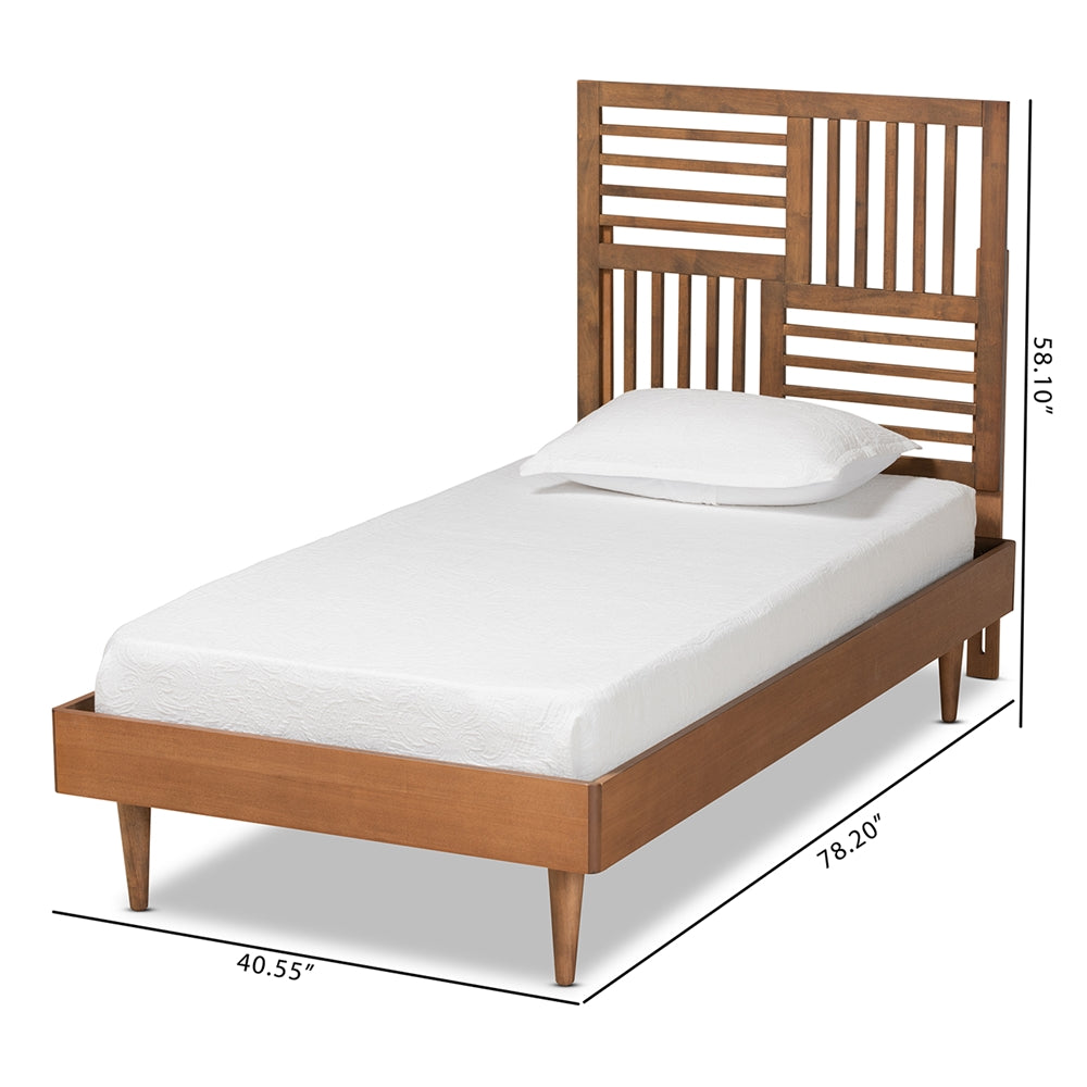 Romy Walnut Brown Finished Wood Twin Size Platform Bed