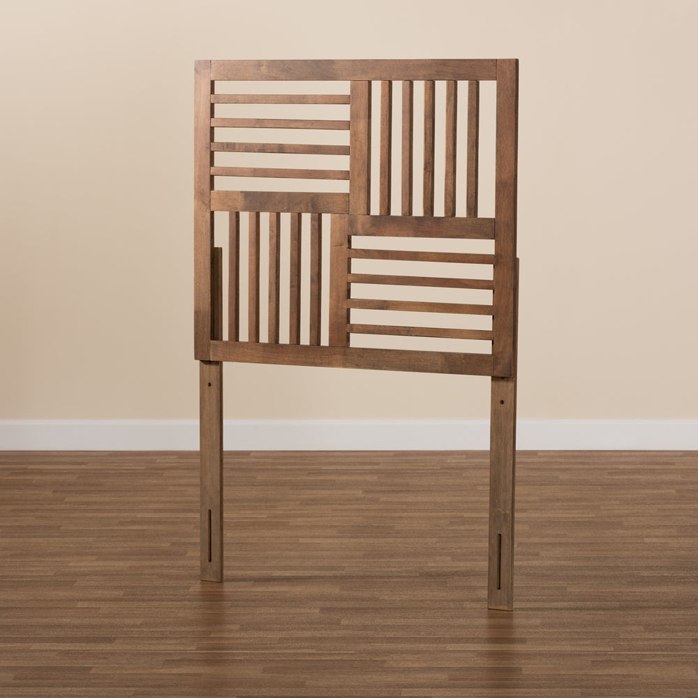 Adler Modern and Contemporary Transitional Ash Walnut Finished Wood Twin Size Headboard