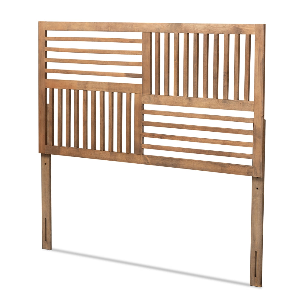 Adler Modern and Contemporary Transitional Ash Walnut Finished Wood Queen Size Headboard