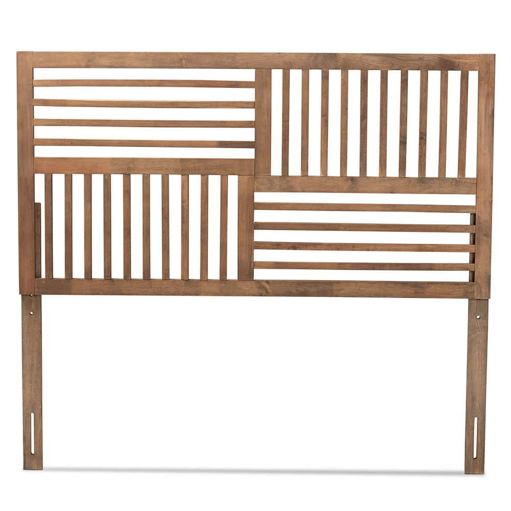 Adler Modern and Contemporary Transitional Ash Walnut Finished Wood Queen Size Headboard