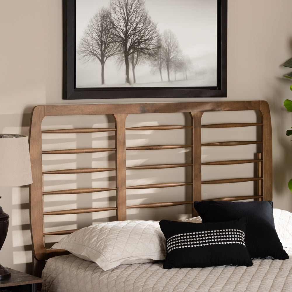 Carolyn Mid-Century Modern Ash Walnut Finished Wood Full Size Headboard