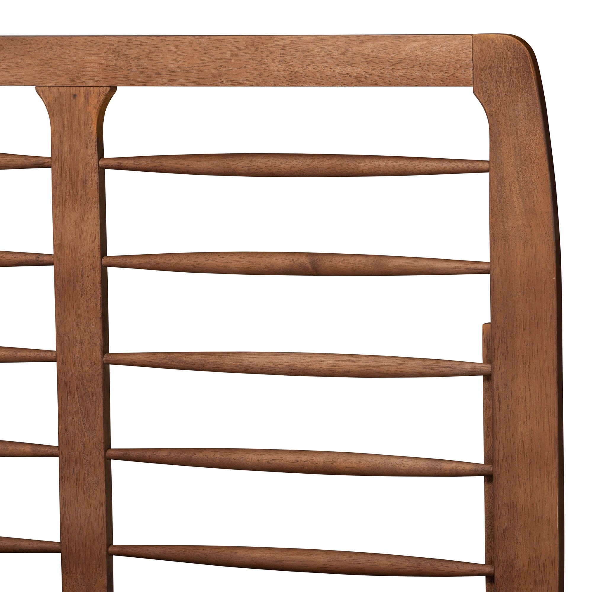 Kenny Full Size Mid-Century Platform Bed – Ash Walnut Finish with Rounded Legs